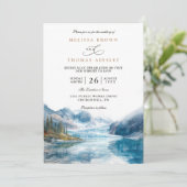 Rustic Mountains Lake Montana QR Code Wedding Kaart (Staand voorkant)