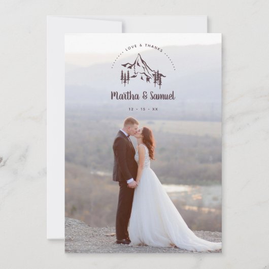 Rustic Mountains Landscape Romantic Photo Wedding Bedankkaart (Voorkant)