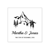 Rustic Mountains Landscape Wedding Monogram Rubberstempel (Afrduk)