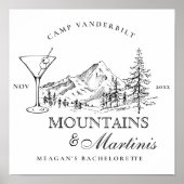 Rustic Mountains & Martinis Camp Bachelorette Poster (Voorkant)