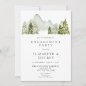 Rustic Mountains Pine Engagement Party Kaart (Voorkant)