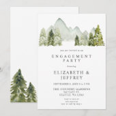 Rustic Mountains Pine Engagement Party Kaart (Voorkant / Achterkant)
