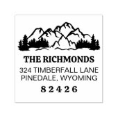 Rustic Mountains & Pine Return Address Zelfinktende Stempel (Design)