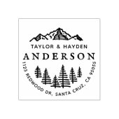 Rustic Mountains & Pines Schets Paar's Adres Rubberstempel (Afrduk)