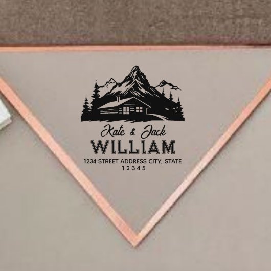 Rustic Mountains & Pines Wedding Return Adres RU Rubberstempel