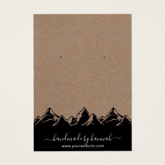 Rustic Mountains Skyline Handmade Earring Display Visitekaartje (Voorkant)