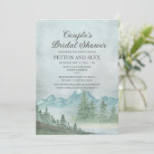 Rustic Mountains Snow Lake Couple's Vrijgezellenfe Kaart (Staand voorkant)