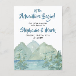Rustic Mountains Waterverf Adventure Baby shower Briefkaart