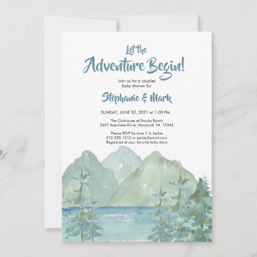 Rustic Mountains Waterverf Adventure Baby shower Kaart (Voorkant)