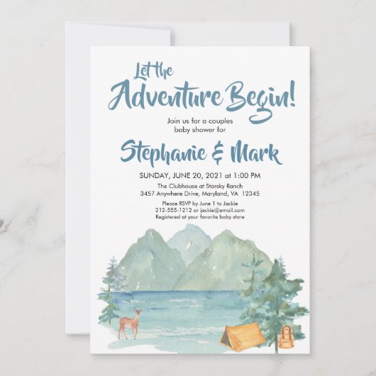 Rustic Mountains Waterverf Adventure Baby shower Kaart (Voorkant)
