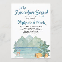 Rustic Mountains Waterverf Adventure Baby shower Kaart