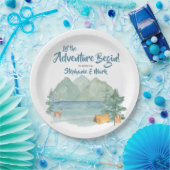 Rustic Mountains Waterverf Adventure Baby shower Papieren Bordje (Feest)