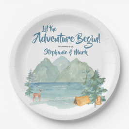 Rustic Mountains Waterverf Adventure Baby shower Papieren Bordje