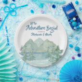 Rustic Mountains Waterverf Adventure Baby shower Papieren Bordje (Feest)