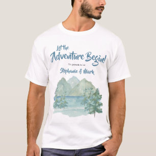 Rustic Mountains Waterverf Adventure Baby shower T-shirt