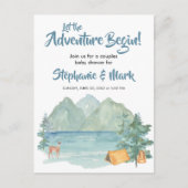 Rustic Mountains Waterverf Adventure Baby shower Uitnodiging Briefkaart (Voorkant)