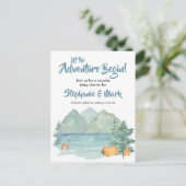 Rustic Mountains Waterverf Adventure Baby shower Uitnodiging Briefkaart (Staand voorkant)