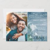 Rustic Mountains Waterverf donkerblauw Save The Date (Voorkant)