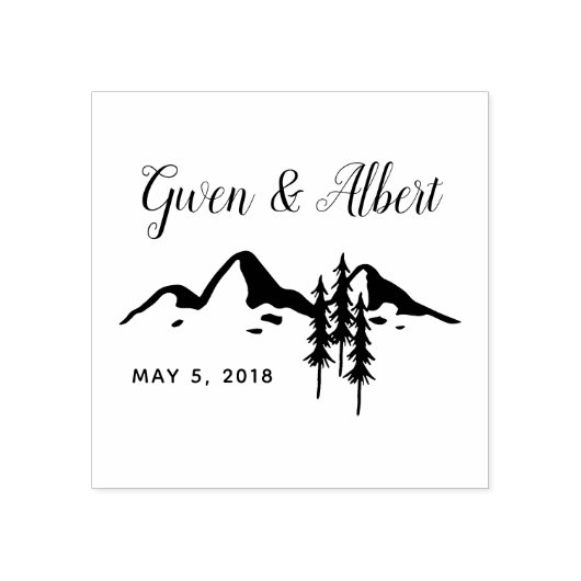 Rustic Mountains Wedding Monogram Rubberstempel (Afrduk)