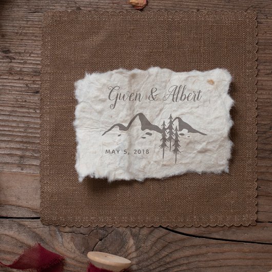 Rustic Mountains Wedding Monogram Rubberstempel