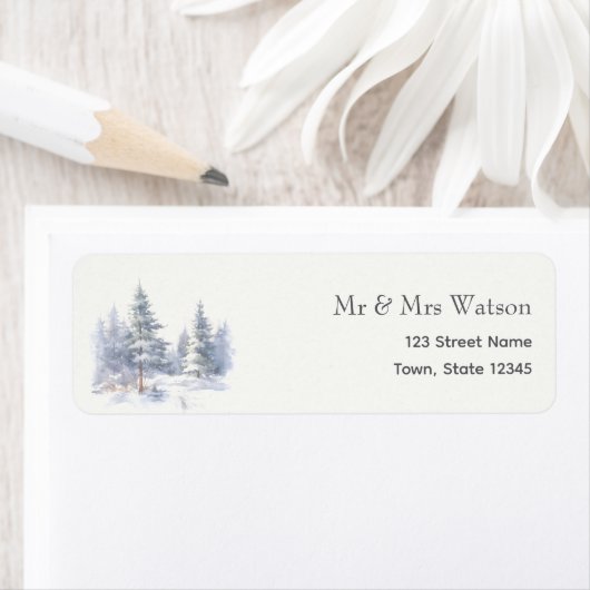 Rustic Mountains Winter Wedding Retouradres Etiket (Insitu)