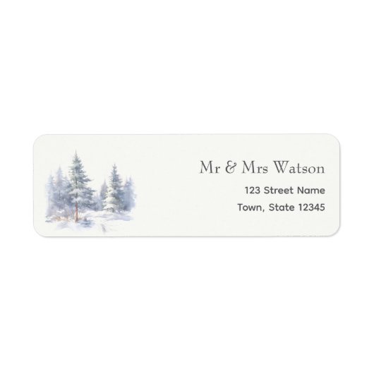 Rustic Mountains Winter Wedding Retouradres Etiket (Voorkant)
