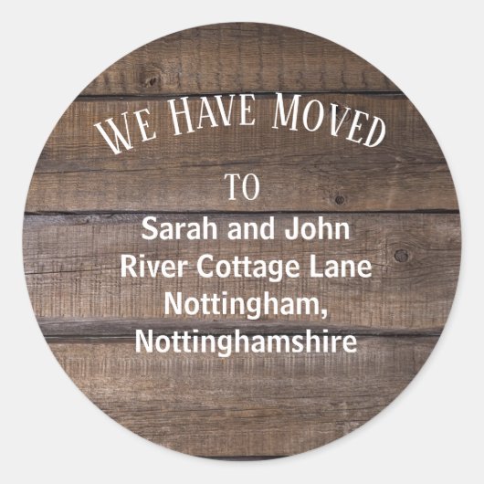 Rustic Moving Announcement Stickers (Voorkant)