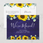 Rustic Moving Announcement Zonnebloemen op hout Briefkaart (Voorkant / Achterkant)