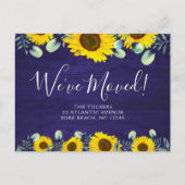 Rustic Moving Announcement Zonnebloemen op hout Briefkaart (Voorkant)