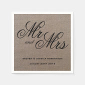 Rustic Mr. en Mrs. burlap trouwluiers Servetten (Voorkant)