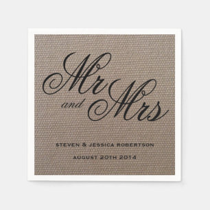 Rustic Mr. en Mrs. burlap trouwluiers Servetten
