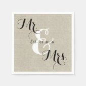 Rustic Mr. en Mrs. Linen Custom Wedding Napkins Servet (Voorkant)