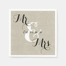 Rustic Mr. en Mrs. Linen Custom Wedding Napkins Servet