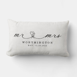 Rustic Mr en Mrs Pas getrouwd Wedding Gift Kussen