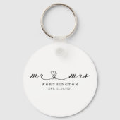Rustic Mr en Mrs Pas getrouwd Wedding Gift Sleutelhanger (Voorkant)