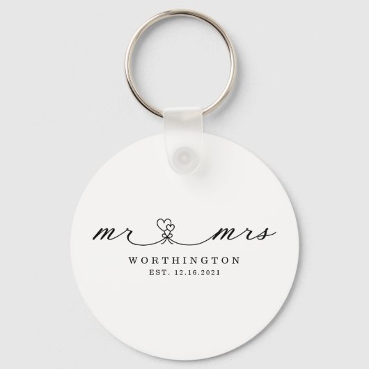 Rustic Mr en Mrs Pas getrouwd Wedding Gift Sleutelhanger (Voorkant)