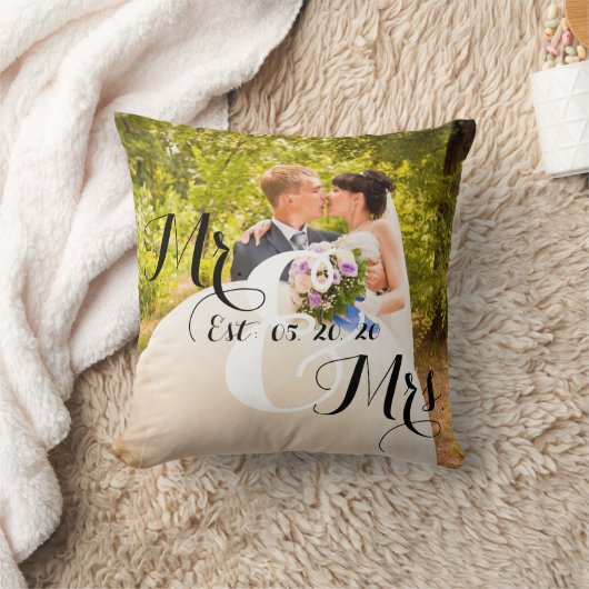 Rustic Mr en Mrs Photo | Sierkussen voor weddensch (Deken)