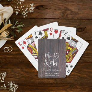Rustic Mr. en Mrs Wedding Pokerkaarten