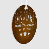 Rustic Mr. & Mrs Wedding Hearts-kerstversiering Ornament (voorkant)