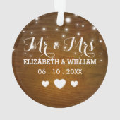 Rustic Mr. & Mrs Wedding Hearts-kerstversiering Ornament (achterkant)