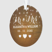 Rustic Mr. & Mrs Wedding Hearts-kerstversiering Ornament (voorkant)