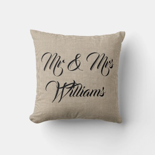 Rustic Mrs. en mevrouw Pillow Kussen (Voorkant)