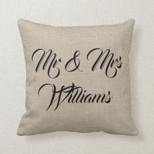 Rustic Mrs. en mevrouw Pillow Kussen