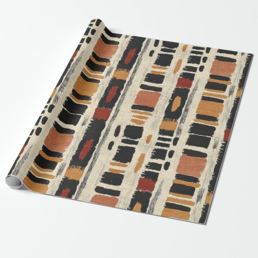 Rustic Mudcloth Geometric Pattern (1) Cadeaupapier (Uitgerold)