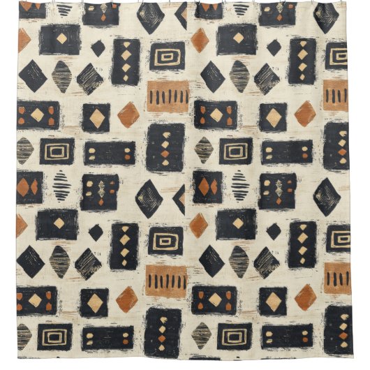 Rustic Mudcloth Geometric Pattern (2) Douchegordijn (Voorkant)