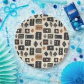 Rustic Mudcloth Geometric Pattern (2) Papieren Bordje (Feest)