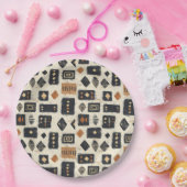 Rustic Mudcloth Geometric Pattern (2) Papieren Bordje (Feest)