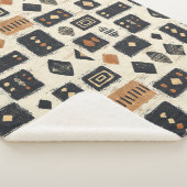 Rustic Mudcloth Geometric Pattern (2) Sherpa Deken (3/4)