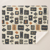 Rustic Mudcloth Geometric Pattern (2) Sherpa Deken (Voorkant (horizontaal))