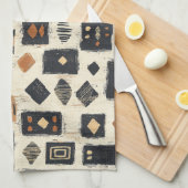 Rustic Mudcloth Geometric Pattern (2) Theedoek (Quarter Fold)